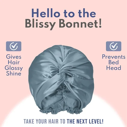 Miniatura 5 de BLISSY Gorro de seda para dormir para cabello largo y rizado, 100% seda de morera pura 22 momme 6a fibras de alta calidad