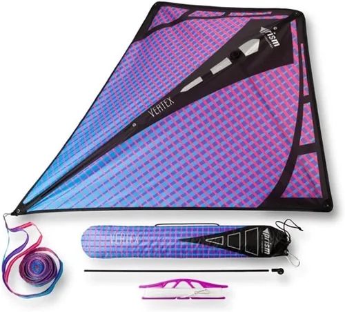 Miniatura 2 de Prism Kite Technology Vertex - Cometa de diamante de alto vuelo con cola triple de serpentina de 10 pies de largo Aurora