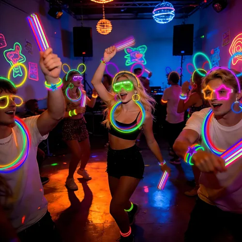 Miniatura 5 de TURNMEON Paquete de 125 Suministros de Fiesta que Brillan en la Oscuridad, Recuerdos de Fiesta Luminosos con 100 Barras Luminosas y 25 Gafas LED