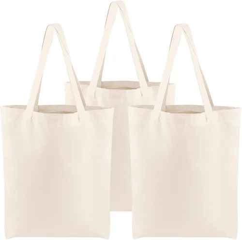 Miniatura 22 de Segarty Bolsa de lona pequeña, paquete de 6 bolsas de lona en blanco de 15 x 16 pulgadas para mujer, bolsa lisa reutilizable con algodón natural