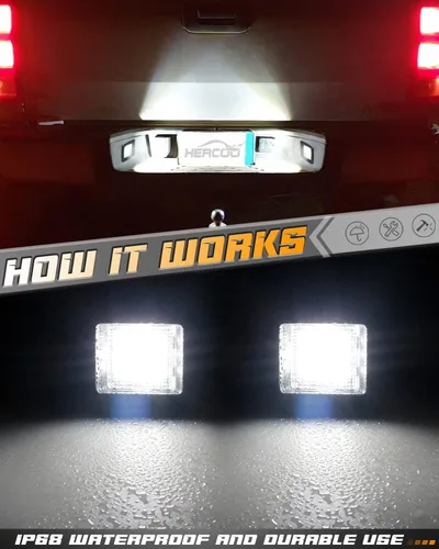 Miniatura 4 de HERCOO Conjunto de enchufe de luces LED para placa de matrícula, compatible con Ford F150 2015-2020, Raptor 2017-2020, lente transparente de 6000 K