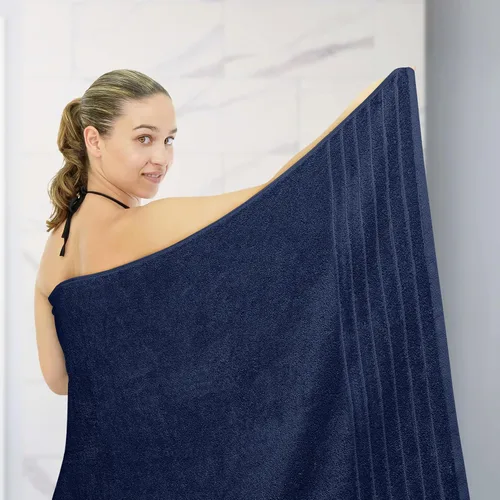 Miniatura 5 de Tens Towels - Paquete de 1 toalla de baño jumbo de 40 x 80 pulgadas, extragrande y ligera, se seca más rápido, 100% algodón, súper suave y Azul
