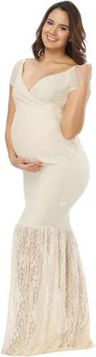 Miniatura 2 de Maxi vestido para embarazadas, de la marca JustVH, con encaje