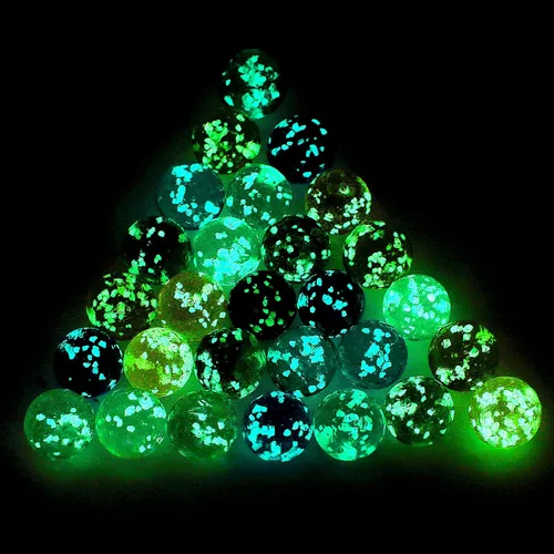 Miniatura 8 de Skylety 20 piezas de canicas grandes que brillan en la oscuridad, canicas a granel luminosas coloridas hechas a mano para niños, juguetes