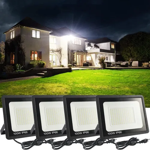 Miniatura 9 de 4Pack LED Flood Light Outdoor,50W LED Work Light 5500lm with 6FT US Plug,IP66 Waterproof Exterior Security Lights,6000K Daylight White Outside