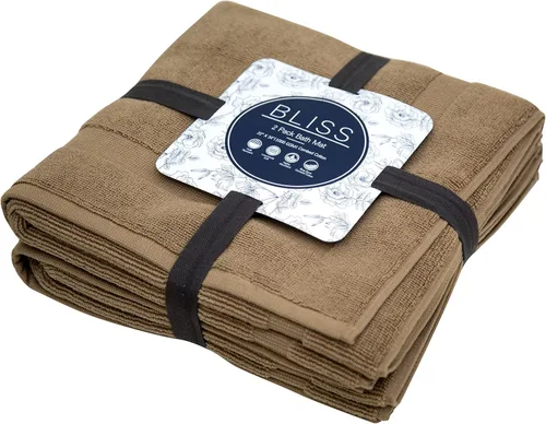 Miniatura 6 de Bumble Towels Bliss - Juego de 2 alfombrillas de baño de lujo, 22 x 34 pulgadas, calidad premium, 1000 GSM, algodón peinado suave, absorbente (moca)