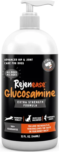Miniatura 11 de Suplemento líquido prémium para cadera y articulaciones de glucosamina para perros, alivio del dolor natural rápido y mejor movilidad, extra fuerte