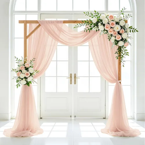 Miniatura 19 de Tela para Drapeado de Arco de Boda Azul Real 20 FT 1 Panel Cortinas de Gasa Azul Cortinas de Telón de Fondo Transparentes Arcos de Boda