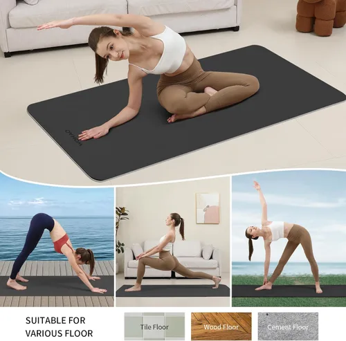 Miniatura 6 de Tapete de yoga extra grueso de 0.315 pulgadas, 72 x 28 pulgadas, tapete de ejercicio antideslizante, reversible de 2 lados de doble