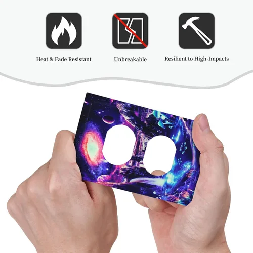 Miniatura 5 de Cubierta de Enchufe de Pared de 1 Pandilla con Diseño Fantástico de Hipi Estético de Planeta Galaxia Espacio Setas Interruptor Duplex Recubierta