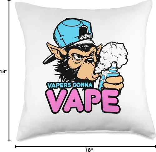 Miniatura 4 de Vaping Shirt Vape Store Gift Monkey Vapers Gonna Gorilla T-Shirt Vape Tee Throw Pillow, 18 x 18, multicolor