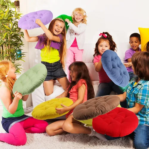 Miniatura 5 de Fumete 12 cojines de suelo de 16 x 16 pulgadas, cojines redondos de color para sillas de suelo de lectura, para niños y adultos, suministros