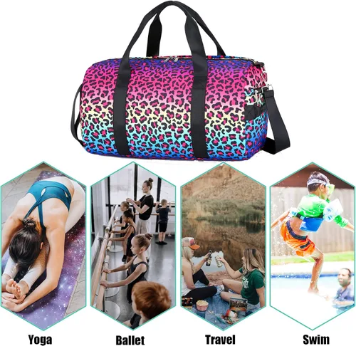 Miniatura 6 de Bolsa de gimnasia para niños, bolsa de viaje con compartimentos para zapatos, bolsa de ballet deportiva, bolsa de transporte para adolescentes