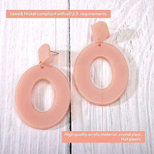 Miniatura 3 de FIFATA Juego de 25 pares de aretes de resina acrílica para mujeres y niñas, aro moteado, joyería colgante de gota hipoalergénica para orejas