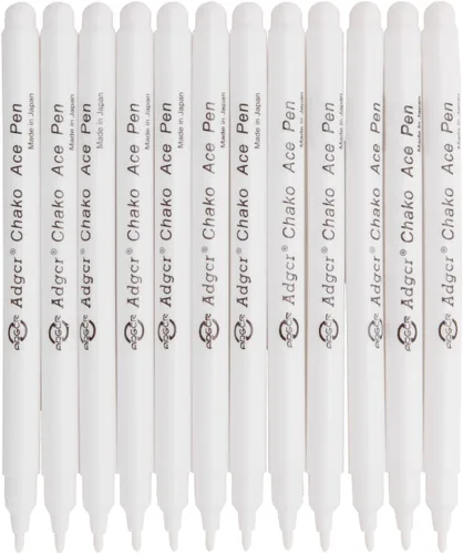 Clobeau Rotulador de tela, soluble en agua, borrable por aire, 12 rotuladores blancos para coser bordados, no tóxico, marca temporal
