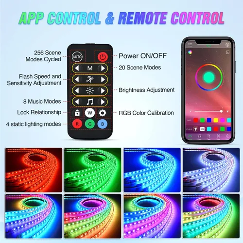 Miniatura 3 de Nilight 6 Piezas Tiras de Luces de Neón de Acento para Bajos del Automóvil 300 LEDs Multicolor RGB-IC DIY Función Activa de Sonido Modo Música