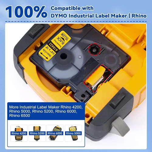 Miniatura 3 de 18444 - Cinta de vinilo permanente blanca de 1/2 pulgada de repuesto para Dymo Rhino 4200 5200 6000, 6500, 3M PL100 RhinoPro, 0.472 in, etiquetas