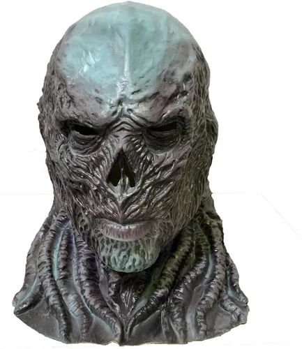 BaronHong Vecna - Máscara de látex para Halloween, monstruo espeluznante, de cabeza completa, para Halloween, fiesta de disfraces Gris