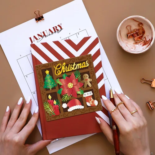Miniatura 5 de GLOBLELAND Troqueles de corte de marco de Navidad para hacer tarjetas, Papá Noel, flor de pascua, metal, troqueles de tira de luces, plantillas
