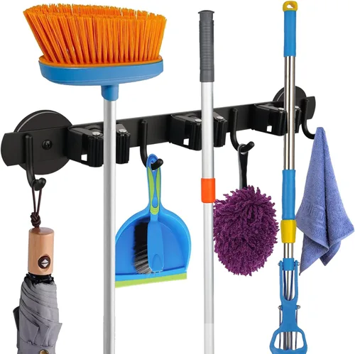Miniatura 16 de MUTUACTOR Soportes magnéticos para escobas, 2 piezas de clips magnéticos resistentes antiroturas para montaje en pared, sin perforación, ganchos