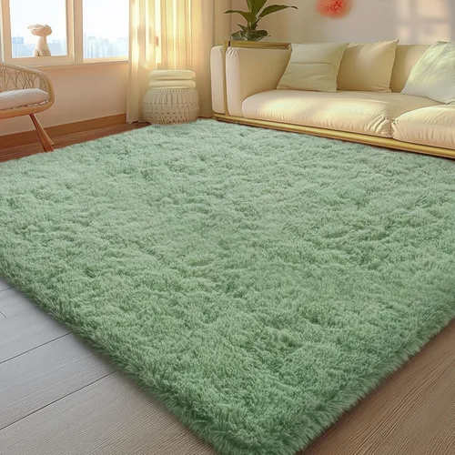 Miniatura 18 de Mugorn - Alfombra de 8 x 10 pies, alfombras grandes, esponjosas, suaves, peludas, antideslizantes, mullidas para interiores, color negro, 8 x 10 pies