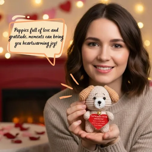 Miniatura 5 de POIVOCF Cachorro de Crochet con Corazón de Peluche, Lindo Regalo de Amor y Amistad para Novia, Esposa, Mejor Amiga o Hermana, Pequeño Regalo