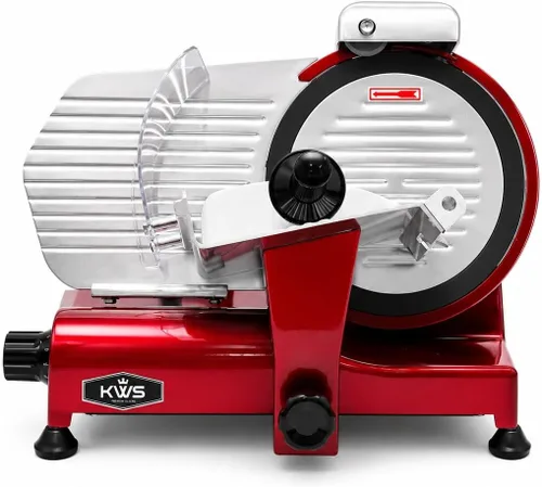 Miniatura 7 de KWS cortadora eléctrica superior comercial de carne 420 vatios, hoja de acero inoxidable 12 pulgadas, carne congelada / queso / cortadora