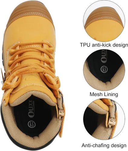 Miniatura 6 de Botas de trabajo para hombre, zapatos con punta de acero y cremallera lateral, resistentes al agua, antideslizantes, a prueba de pinchazos (OX2720)