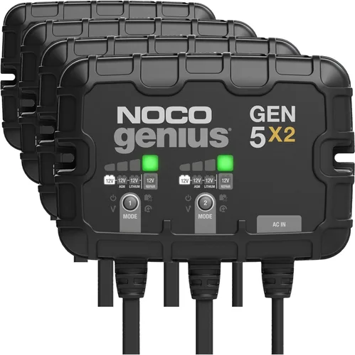 Miniatura 8 de NOCO Genius GEN5X2: Cargador de batería a bordo de 2 bancos, 10 A, 5 A por banco, cargador marino impermeable de 12 V con protección contra