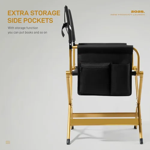 Miniatura 6 de EVER ADVANCED Silla de directores de aluminio, sillas plegables de cine de estudio, silla de vendedor de eventos, 19 pulgadas de altura del asiento