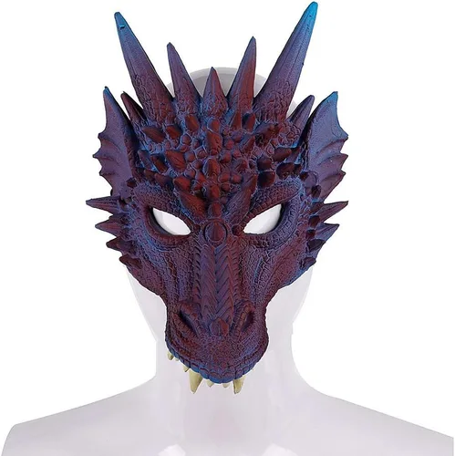 Miniatura 4 de Himine - Máscara de cosplay de cabeza de dragón para festival, fiesta y Halloween Rojo