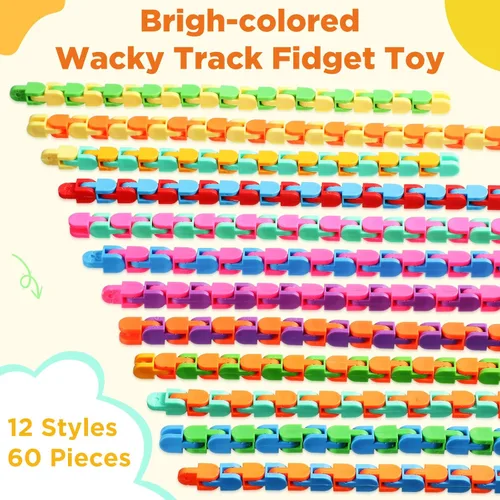 Miniatura 2 de Sotiff 60 Piezas Juguete Fidget Pista Loca Juguetes Fidget Wacky Tracks Serpiente Colorida Juguetes Regalos para Niños Adultos Autismo Alivio