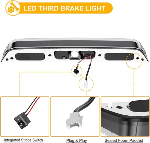 Miniatura 6 de Tercera luz de freno LED para 2015-2024 F150, 2017-2024 F250 F350 F450 F550 Super Duty, 19-24 Ranger Roof mejorada lámpara de carga blanca