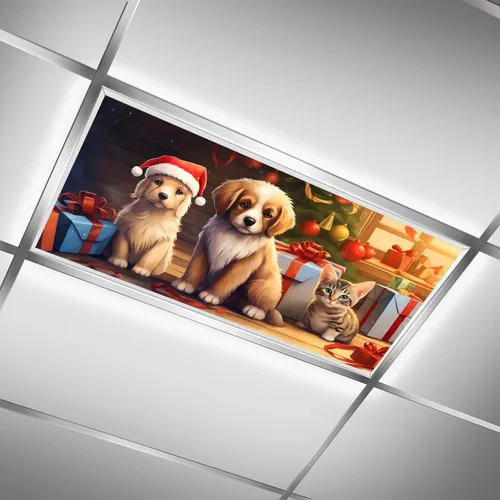 Miniatura 12 de Cubiertas de luz fluorescente de ciervos navideños para aula, 4 x 2 pies, cubierta roja para luz de techo de automóvil, decoración de hospital