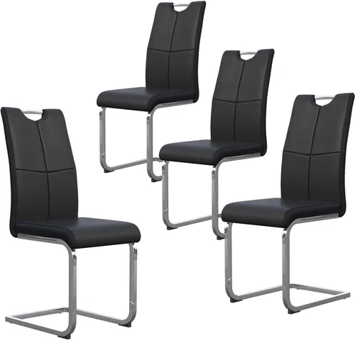 Miniatura 12 de Juego de 2 sillas de comedor, modernas sillas de comedor de piel sintética, sillas tapizadas para cocina, comedor, respaldo alto ergonómico