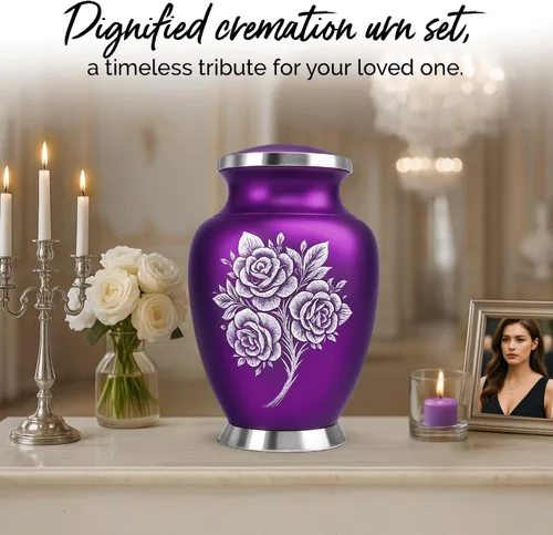 Miniatura 4 de Urnas de cremación para cenizas humanas adultas – Urna funeraria para mujeres cenizas con juego de recuerdo – Elegantes urnas conmemorativas