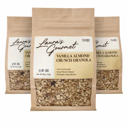 Miniatura 13 de Laura's Gourmet Granola AppleLicious Crunch, 12 oz - 3 packs, Gluten-Free Oats, Vegan, Dairy & Soy Free Snack, Organic Agave, Cinnamon Diced Apples
