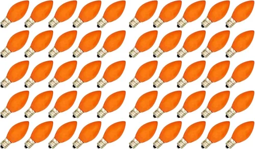 Miniatura 7 de Creative Hobbies® Caja de 25 bombillas, naranja opaco de cerámica, combustión constante, incandescente de 7 W, base de candelabro C7, ideal
