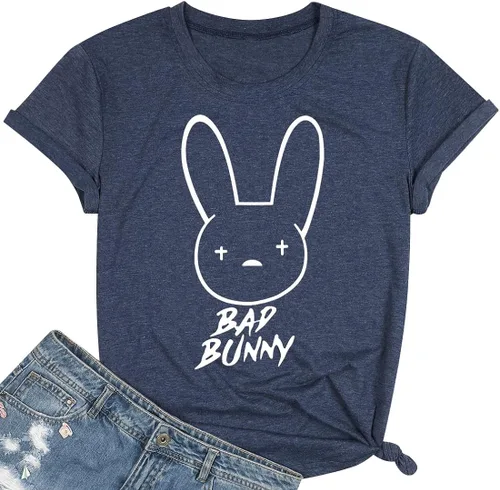 Bad Bunny - Camiseta de Pascua para mujer, diseño divertido de conejo, para verano, vacaciones, hip hop, regalo