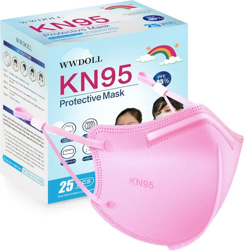 Miniatura 11 de WWDOLL Mascarillas KN95 para niños, paquete de 25 unidades, mascarillas KN95 transpirables de 5 capas para niños, color negro