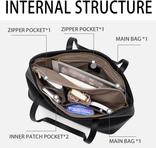 Miniatura 3 de Cnoles Bolso de mano de cuero para mujer, bolso de mano, bolso de mano, para mujer, con asa superior, grande, suave, bolso de hombro