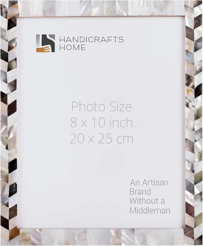Miniatura 10 de Handicrafts Home Marco de fotos blanco hecho a mano de 4 x 6 pulgadas, marco de fotos vintage de nácar, marco de exhibición para mesa o pared