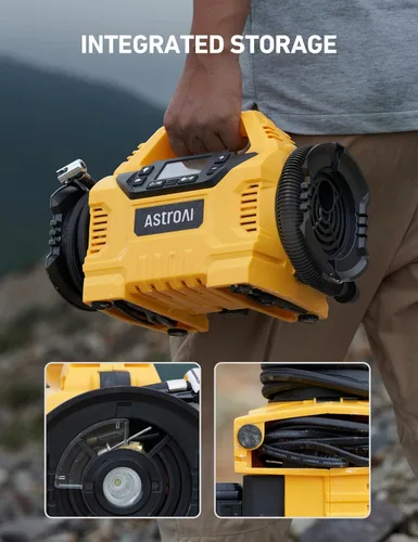 Miniatura 7 de AstroAI Inflador de neumáticos inalámbrico, compresor de aire portátil para automóvil de 160 PSI con pantalla HD, 3 fuentes de alimentación