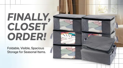Miniatura 7 de G01 - bolsas de almacenamiento de tamaño rectangular para guardar ropa, 3 unidades, color gris Paquete gris de 6 piezas