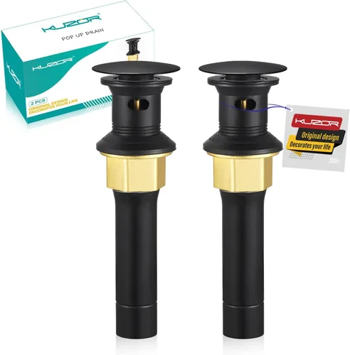 Miniatura 12 de Desagüe emergente para fregadero de baño con rebosadero - Se ajusta a agujeros de 1-5/8" a 2", acero inoxidable 304 para tocador/fregadero