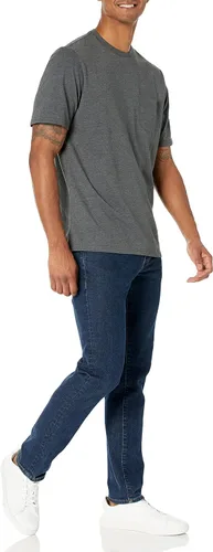 Miniatura 5 de Tienda Essentials Camiseta de manga corta con cuello redondo y bolsillo para hombre, ajuste regular, paquete de 2