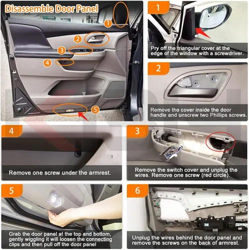 Miniatura 8 de KBH Cubierta de repuesto para reposabrazos de panel de puerta para Honda Odyssey 2011-2017, cuero de vinilo, reposabrazos de puerta de automóvil
