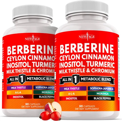 Suplemento de berberina y canela de Ceilán - Melón amargo, glucomanano, Gymnema Sylvestre, cromo, moringa, cardo mariano, cúrcuma, pastillas de