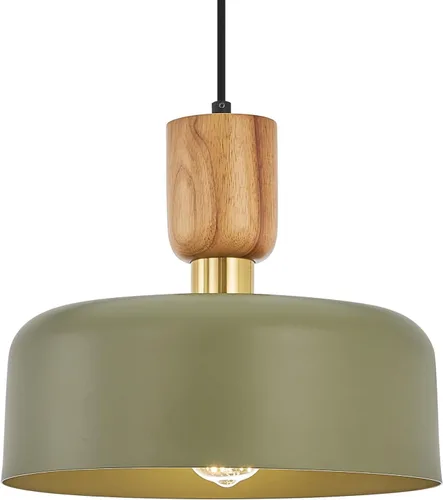 Iluminación colgante contemporánea, lámpara colgante de 12 pulgadas, acento de madera y latón, lámpara colgante de metal ajustable para cocina,
