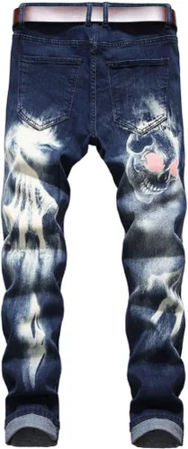 Miniatura 126 de Baylvn - Pantalones de mezclilla entallados y estampados para hombre con corte recto